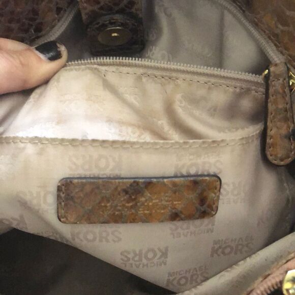 MICHAEL Michael KORS Tan snake skin python satchel - Picture 6 of 9